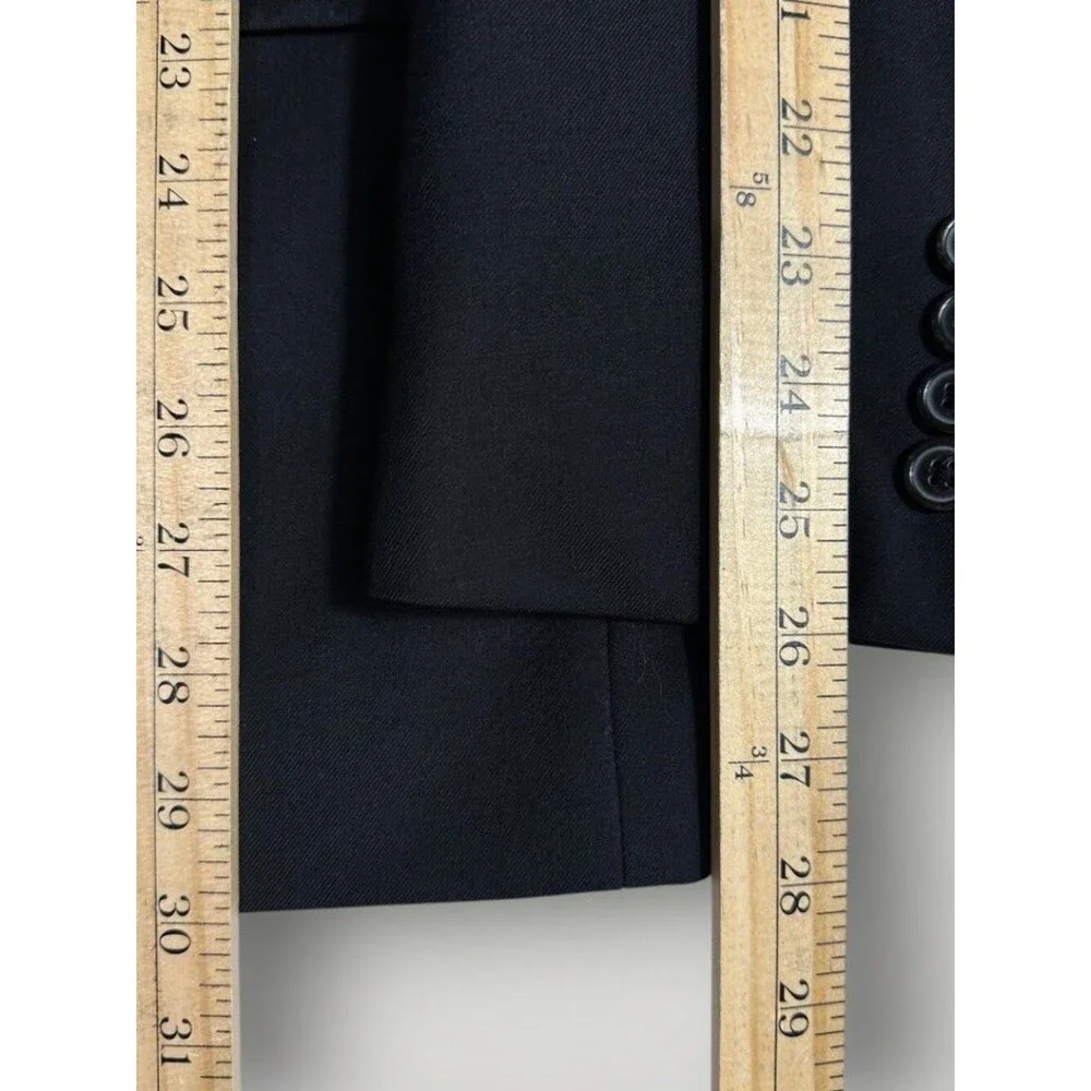 RALPH LAUREN Mens Blazer Sport Coat 2-Button Suit Jacket 50R Black Stretch Wool